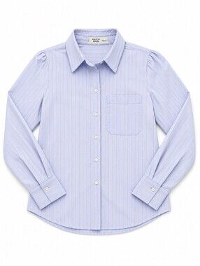 MNG Mango Women’s Blue Pinstripe Button Front Shirt US 4 Regular Fit